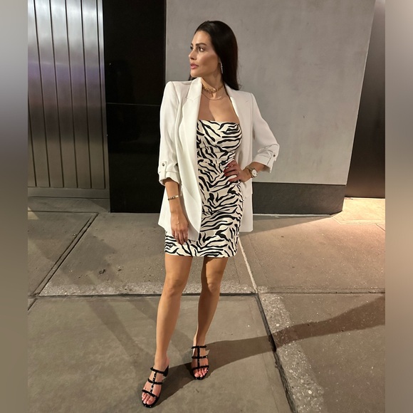 Super Woman: Zebra print. Leather dress.Zip back. - Picture 6 of 10